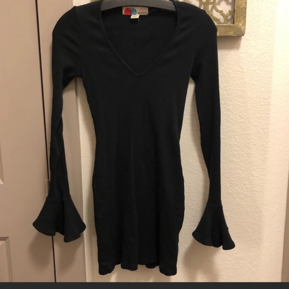 NWOT Free People Black Bell Sleeve Mini Dress - Picture 5 of 5